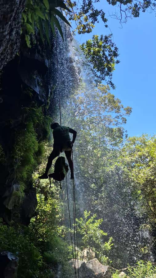 Abseiling/Canyoning - The 55-meter final waterfall and the walk out