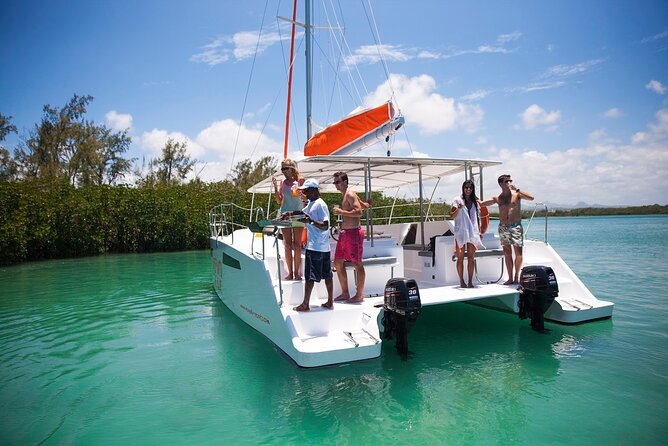All inclusive CATAMARAN with BBQ : Ile aux cerf & GRSE waterfall - A full east-coast day from your hotel door