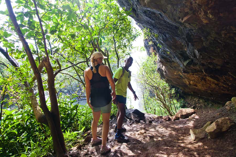 Mauritius: The Iconic Waterfalls hike + Mauritian picnic - Walking through forest, rocks, and gorges